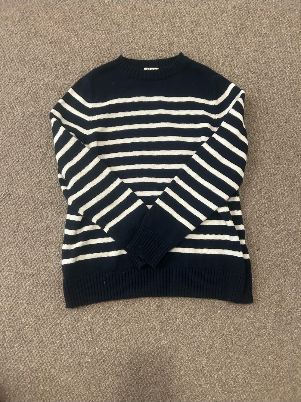 Style & Co. Navy and White Striped Crewneck Sweater